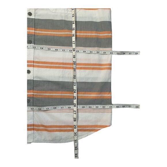 Columbia L Men’s Short Sleeve Button Up White Orange Grey Plaid Fishing Shirt - Picture 12 of 13